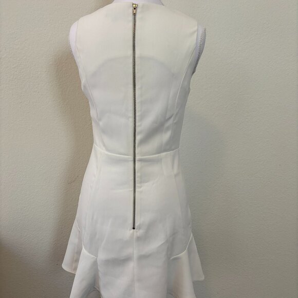 Topshop White Peplum Dress | Size 2 US |Elegant & Chic Perfect for Bridal Shower - Picture 3 of 6